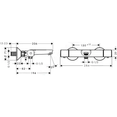 Hansgrohe Termostatická vanová baterie, se 2 výstupy, chrom 13123000