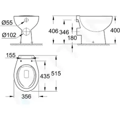 Grohe Stojící WC, rimless, alpská bílá 39430000
