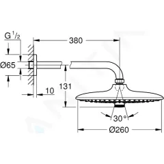 Grohe Hlavová sprcha 260, 3 proudy, sprchové rameno 38 cm, chrom 26459000