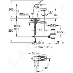 Grohe Páková umyvadlová baterie ES, velikost S, měsíční bílá/chrom 23374LS3