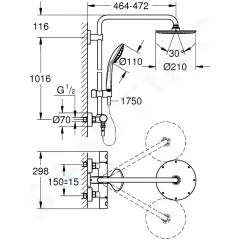 Grohe Sprchový set System XXL s termostatem, 21 cm, chrom 27964000