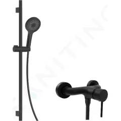 kielle Sprchový set s baterií, tyčí, hadicí a sprchovou hlavicí, matná černá 10202SN14