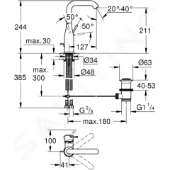 Grohe Umyvadlová baterie s výpustí, tmavý grafit 32628A01