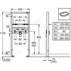 Grohe Předstěnová instalace pro umyvadlo, stavební výška 113 cm 38554001