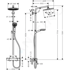Hansgrohe Sprchový set S 240 Showerpipe s termostatem, EcoSmart 9 l/min, chrom 27268000