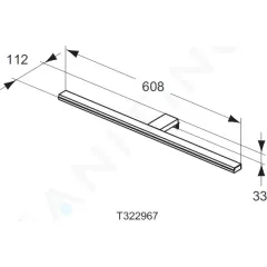 Ideal Standard LED svítidlo Pandora 608x112x33 mm, 12W, chrom T322967