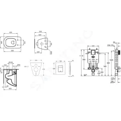 Grohe Set předstěnové instalace, klozetu a sedátka Ideal Standard Tesi, tlačítka Skate Cosmopolitan, chrom 38643SET-KF