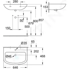 Grohe Umyvadlo 65x47 cm, s přepadem, 1 otvor pro baterii, alpská bílá 39420000