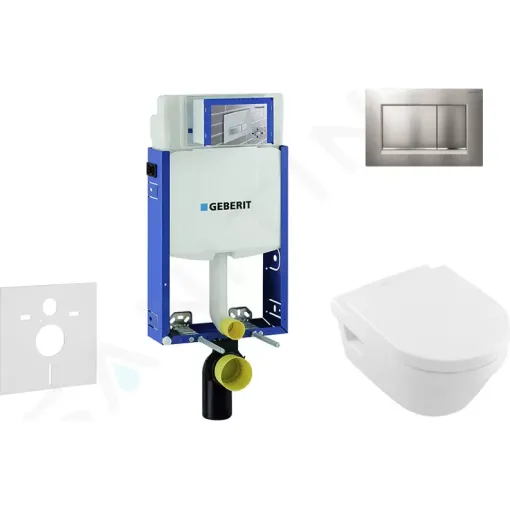 Geberit Set předstěnové instalace, klozetu a sedátka Villeroy & Boch, tlačítka Sigma20, DirectFlush, SoftClose, CeramicPlus, matný chrom/chrom 110.302.00.5 NB7