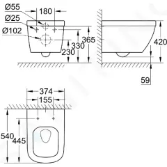 Grohe Závěsné WC, rimless, Triple Vortex, alpská bílá 39328000