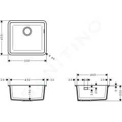 Hansgrohe Podstavný granitový dřez S510-U450, grafitová černá 43431170