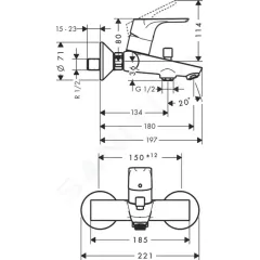 Hansgrohe Vanová baterie, chrom 31940000
