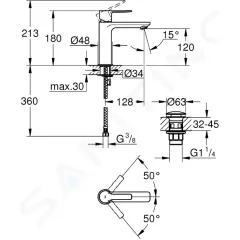 Grohe Umyvadlová baterie s výpustí Push-Open, chrom 23106001