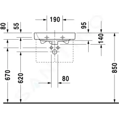 Duravit Umývátko 50x36 cm, s přepadem, s otvorem pro baterii, bílá 0710500000