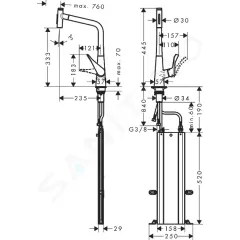 Hansgrohe Dřezová baterie M7117-H320 s výsuvnou sprškou, sBOX, chrom 73816000