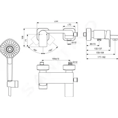Ideal Standard Vanová baterie s příslušenstvím, chrom A7122AA
