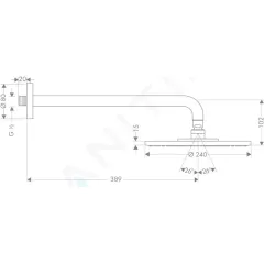 Hansgrohe Hlavová sprcha 240, 1 proud, EcoSmart 9 l/min, rameno 39 cm, chrom 27461000