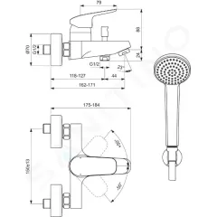 Ideal Standard Vanová baterie s příslušenstvím, chrom B1722AA