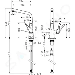Hansgrohe Páková dřezová baterie, chrom 14888000