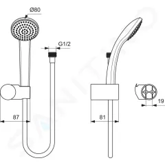 Ideal Standard Set sprchové hlavice, 1 proud, držáku a hadice, chrom B9506AA