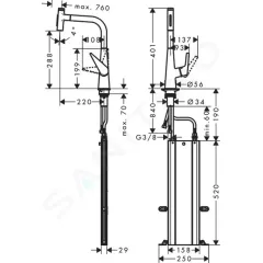 Hansgrohe Dřezová baterie M5117-H300 s výsuvnou sprškou, sBOX, chrom 73867000