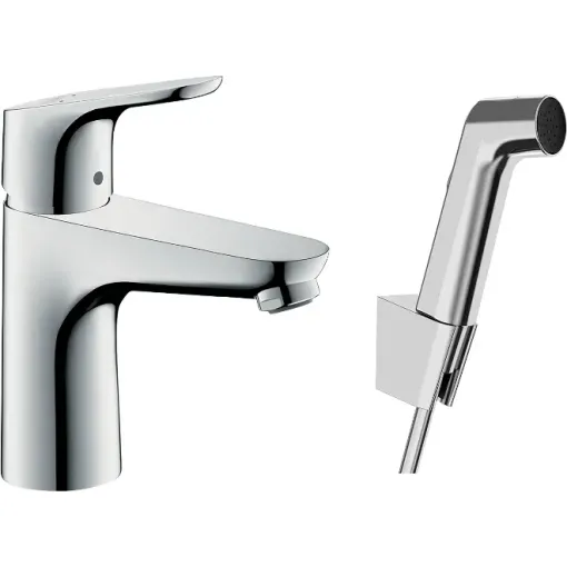 Hansgrohe Umyvadlová baterie 100, s ruční sprchou Bidette, chrom 31927000