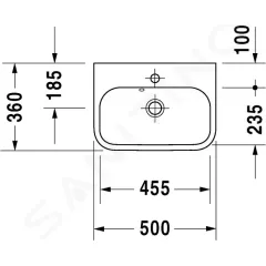Duravit Umývátko 50x36 cm, s přepadem, s otvorem pro baterii, bílá 0710500000