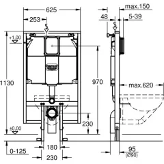 Grohe Předstěnový modul pro závěsné WC s nádržkou 80 mm, stavební výška 113 cm 38994000