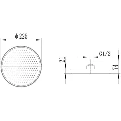 kielle Hlavová sprcha 225, sprchové rameno 350 mm, chrom/šedá 20127SE10