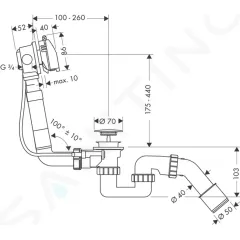 Hansgrohe Odtoková a přepadová souprava, chrom 58123000