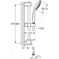 Grohe Set sprchové hlavice, 3 proudy, tyče a hadice, chrom 27231001