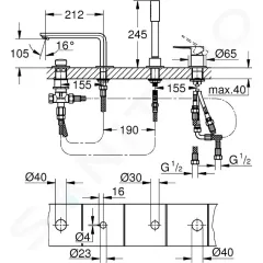 Grohe Baterie na okraj vany, 4-otvorová instalace, chrom 19577001