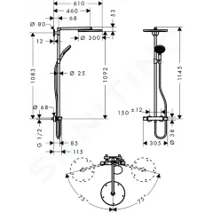 Hansgrohe Sprchový set s termostatem, 30 cm, chrom 27114000