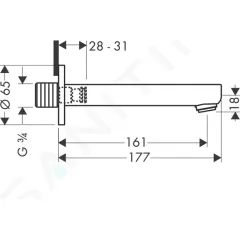 Hansgrohe Vanový výtok, chrom 14420000