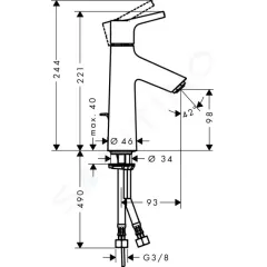 Hansgrohe Umyvadlová baterie s výpustí, chrom 72020000