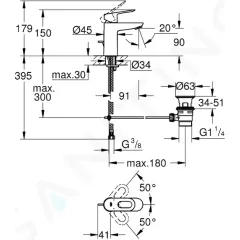 Grohe Umyvadlová baterie s výpustí, chrom 23335000