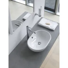 Duravit Umyvadlo na desku 50x35 cm, s přepadem, bez otvoru pro baterii, bílá 0335500000