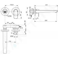 Ideal Standard Umyvadlová podomítková baterie, 2-otvorová instalace, chrom A7009AA