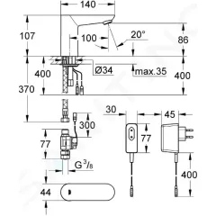 Grohe Elektronická umyvadlová baterie, chrom 36269000
