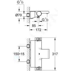 Grohe Termostatická vanová baterie, chrom 34464001