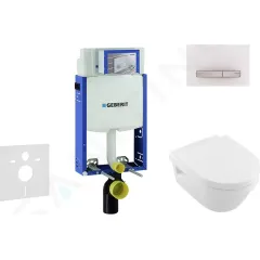 Geberit Modul pro závěsné WC s tlačítkem Sigma50, alpská bílá + Villeroy Boch - WC a sedátko, DirectFlush, SoftClose, CeramicPlus 110.302.00.5 NB8