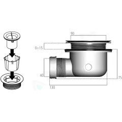 Ideal Standard Odpadová souprava ke sprchové vaničce Ultraflat S, chrom K936367