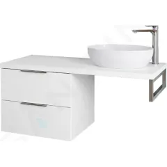 kielle Skříňka 60x50x50 cm, včetně konzole a desky pod umyvadlo 120 cm, s výřezem, lesklá bílá 50024S120