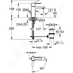 Grohe Páková umyvadlová baterie XS, chrom 23790001