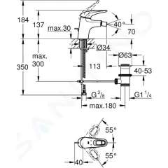 Grohe Páková bidetová baterie S, chrom 33565003