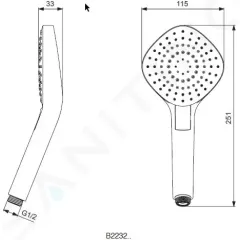 Ideal Standard Sprchová hlavice Diamond 12 cm, 3 proudy, chrom B2232AA