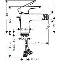 Hansgrohe Bidetová baterie s výpustí, chrom 71720000
