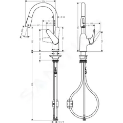 Hansgrohe Dřezová baterie M429-H180 s výsuvnou sprškou, vzhled nerezu 71801800
