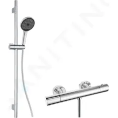 kielle Sprchový set s termostatickou baterií, tyčí, hadicí a sprchovou hlavicí, chrom 20602SNT30