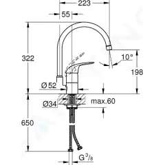 Grohe Páková dřezová baterie, chrom 32752000